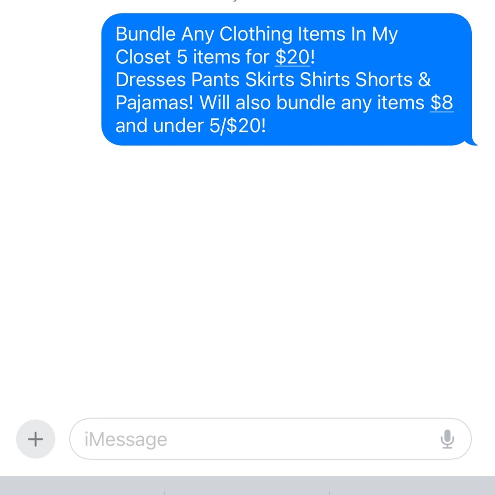 Bundle any items in my closet or other items $8 and below 5/$15!